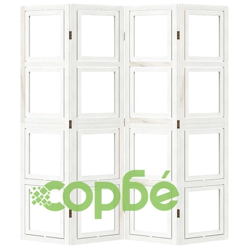 Разделител за стая, 4 панела, бял, дърво пауловния масив ➤ топ цена ➤ sorbe.bg