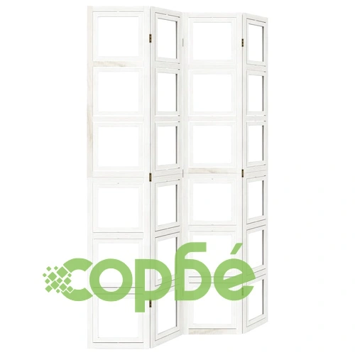 Разделител за стая, 4 панела, бял, дърво пауловния масив ➤ топ цена ➤ sorbe.bg