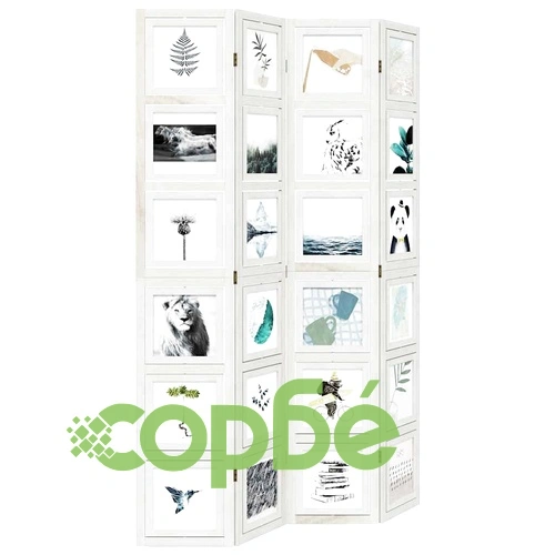 Разделител за стая, 4 панела, бял, дърво пауловния масив ➤ топ цена ➤ sorbe.bg