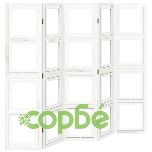 Разделител за стая, 5 панела, бял, дърво пауловния масив ➤ топ цена ➤ sorbe.bg