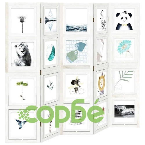 Разделител за стая, 5 панела, бял, дърво пауловния масив ➤ топ цена ➤ sorbe.bg