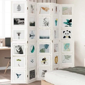 Разделител за стая, 5 панела, бял, дърво пауловния масив