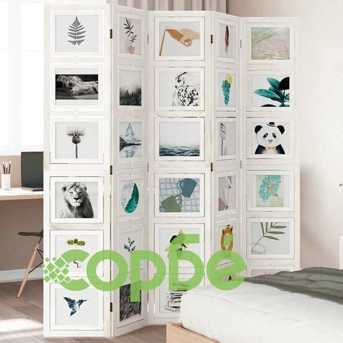 Разделител за стая, 5 панела, бял, дърво пауловния масив ➤ топ цена ➤ sorbe.bg