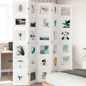 Разделител за стая, 5 панела, бял, дърво пауловния масив