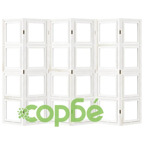 Разделител за стая, 6 панела, бял, дърво пауловния масив ➤ топ цена ➤ sorbe.bg