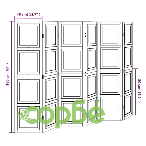 Разделител за стая, 6 панела, бял, дърво пауловния масив ➤ топ цена ➤ sorbe.bg
