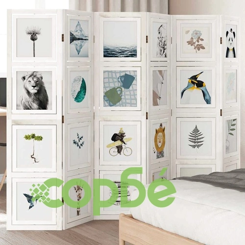 Разделител за стая, 6 панела, бял, дърво пауловния масив ➤ топ цена ➤ sorbe.bg