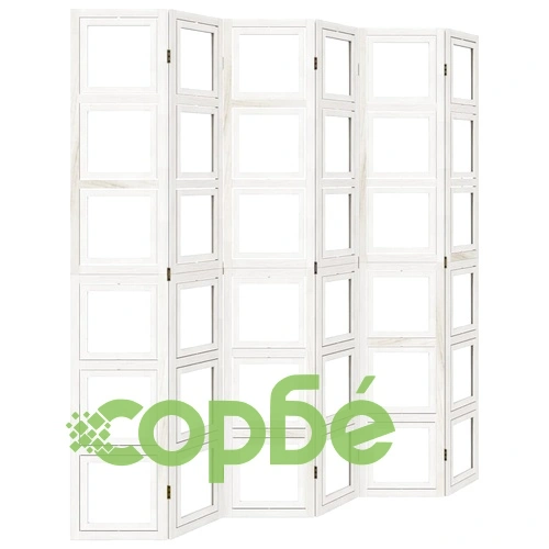 Разделител за стая, 6 панела, бял, дърво пауловния масив ➤ топ цена ➤ sorbe.bg