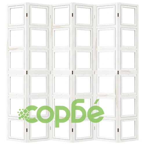 Разделител за стая, 6 панела, бял, дърво пауловния масив ➤ топ цена ➤ sorbe.bg