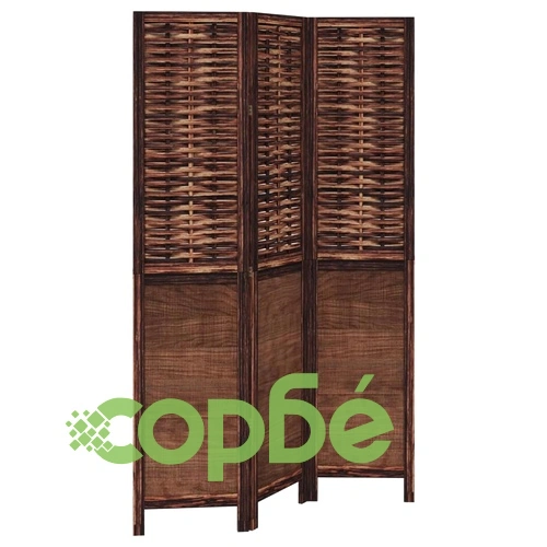 Разделител за стая, 3 панела, тъмнокафяв, дърво пауловния масив ➤ топ цена ➤ sorbe.bg
