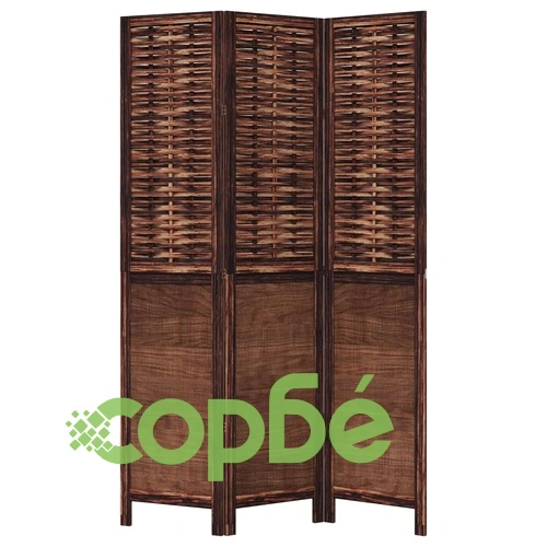 Разделител за стая, 3 панела, тъмнокафяв, дърво пауловния масив ➤ топ цена ➤ sorbe.bg