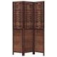 Разделител за стая, 3 панела, тъмнокафяв, дърво пауловния масив