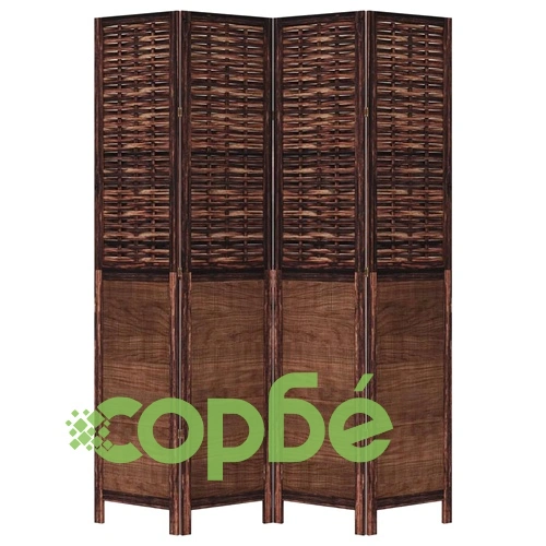 Разделител за стая, 4 панела, тъмнокафяв, дърво пауловния масив ➤ топ цена ➤ sorbe.bg