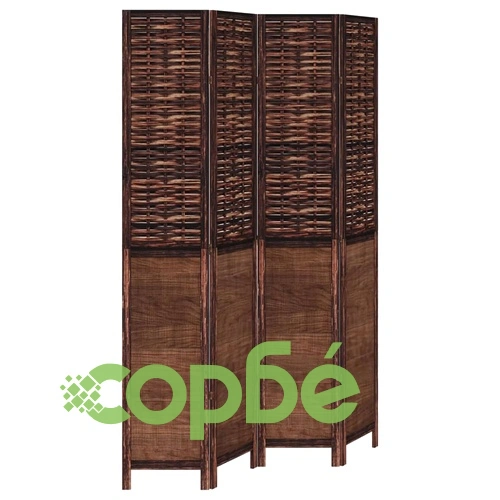 Разделител за стая, 4 панела, тъмнокафяв, дърво пауловния масив ➤ топ цена ➤ sorbe.bg