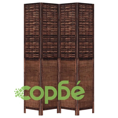 Разделител за стая, 4 панела, тъмнокафяв, дърво пауловния масив ➤ топ цена ➤ sorbe.bg
