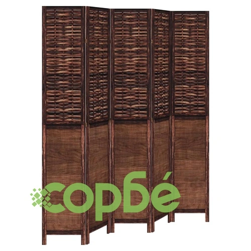 Разделител за стая, 5 панела, тъмнокафяв, дърво пауловния масив ➤ топ цена ➤ sorbe.bg