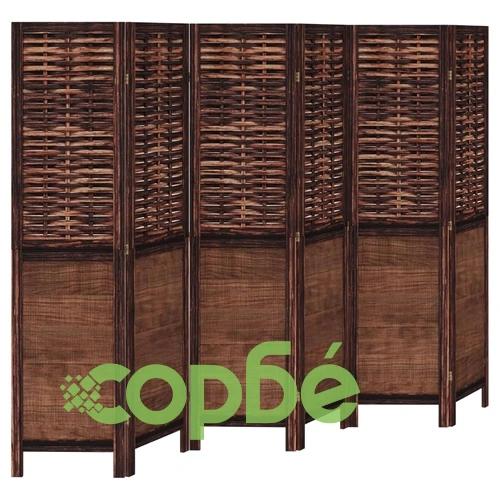 Разделител за стая, 6 панела, тъмнокафяв, дърво пауловния масив ➤ топ цена ➤ sorbe.bg
