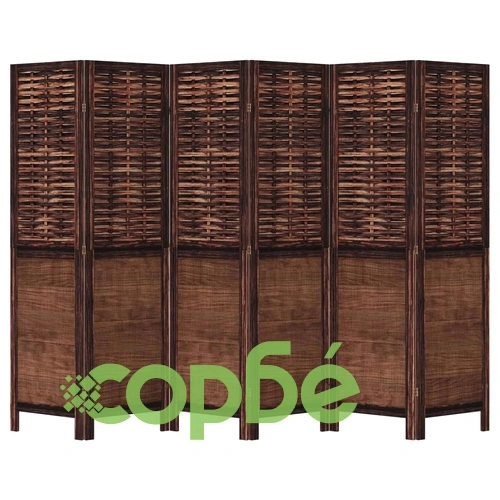 Разделител за стая, 6 панела, тъмнокафяв, дърво пауловния масив ➤ топ цена ➤ sorbe.bg