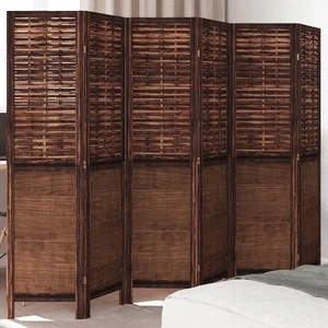 Разделител за стая, 6 панела, тъмнокафяв, дърво пауловния масив