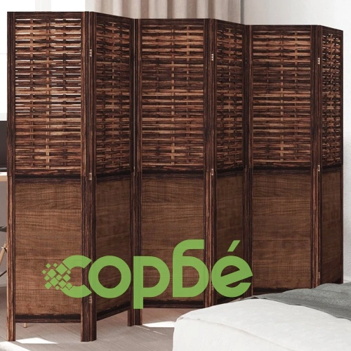 Разделител за стая, 6 панела, тъмнокафяв, дърво пауловния масив ➤ топ цена ➤ sorbe.bg