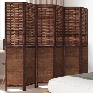 Разделител за стая, 6 панела, тъмнокафяв, дърво пауловния масив