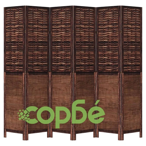 Разделител за стая, 6 панела, тъмнокафяв, дърво пауловния масив ➤ топ цена ➤ sorbe.bg