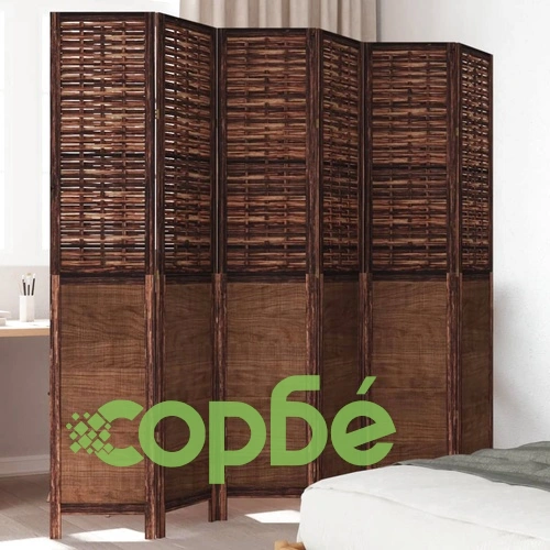Разделител за стая, 6 панела, тъмнокафяв, дърво пауловния масив ➤ топ цена ➤ sorbe.bg