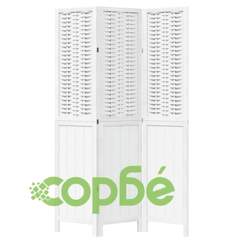 Разделител за стая, 3 панела, бял, дърво пауловния масив ➤ топ цена ➤ sorbe.bg
