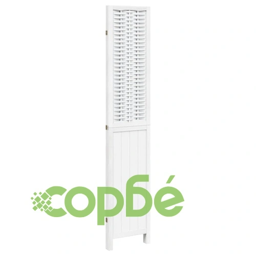 Разделител за стая, 3 панела, бял, дърво пауловния масив ➤ топ цена ➤ sorbe.bg