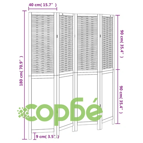 Разделител за стая, 4 панела, бял, дърво пауловния масив ➤ топ цена ➤ sorbe.bg