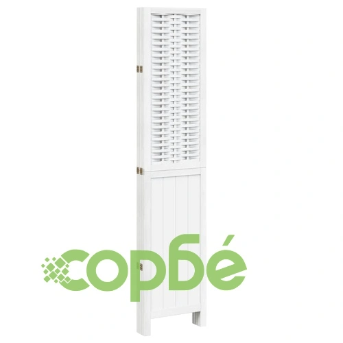 Разделител за стая, 5 панела, бял, дърво пауловния масив ➤ топ цена ➤ sorbe.bg