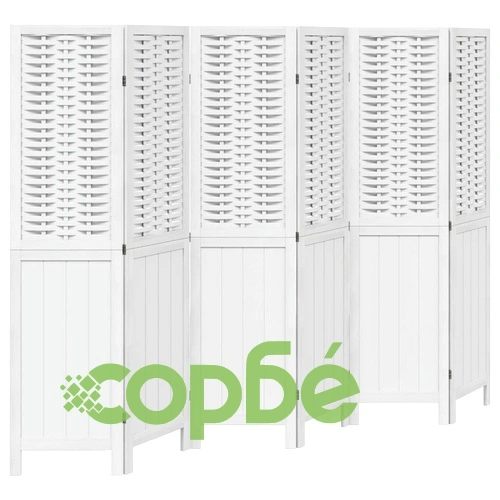 Разделител за стая, 6 панела, бял, дърво пауловния масив ➤ топ цена ➤ sorbe.bg