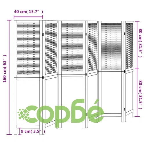 Разделител за стая, 6 панела, бял, дърво пауловния масив ➤ топ цена ➤ sorbe.bg