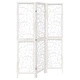 Разделител за стая, 3 панела, бял, дърво пауловния масив