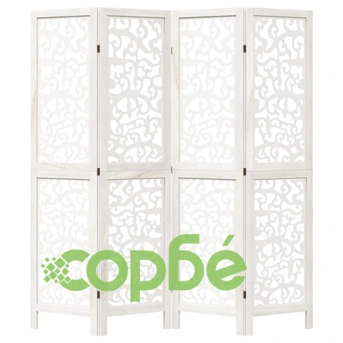 Разделител за стая, 4 панела, бял, дърво пауловния масив ➤ топ цена ➤ sorbe.bg