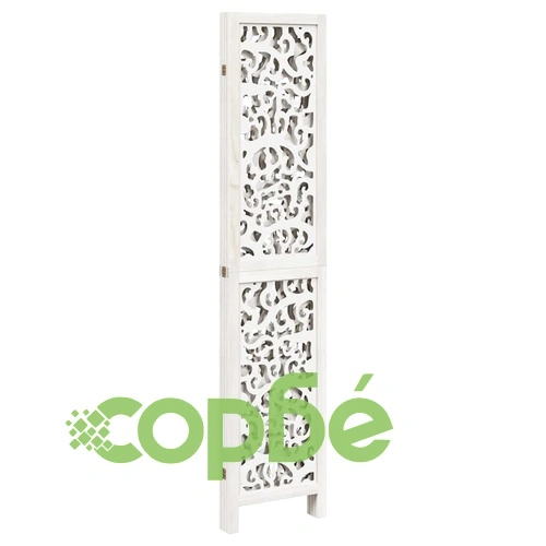 Разделител за стая, 4 панела, бял, дърво пауловния масив ➤ топ цена ➤ sorbe.bg