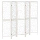 Разделител за стая, 5 панела, бял, дърво пауловния масив