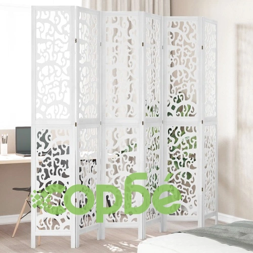 Разделител за стая, 6 панела, бял, дърво пауловния масив ➤ топ цена ➤ sorbe.bg