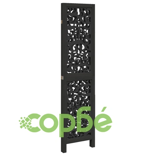 Разделител за стая, 3 панела, черен, дърво пауловния масив ➤ топ цена ➤ sorbe.bg