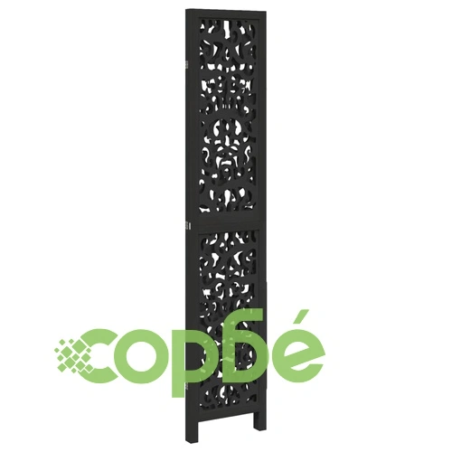 Разделител за стая, 3 панела, черен, дърво пауловния масив ➤ топ цена ➤ sorbe.bg