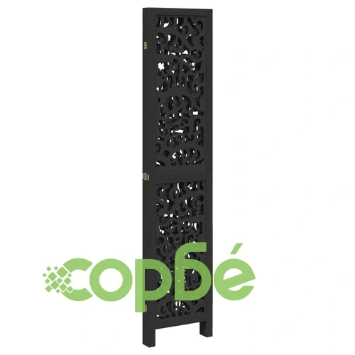 Разделител за стая, 4 панела, черен, дърво пауловния масив ➤ топ цена ➤ sorbe.bg