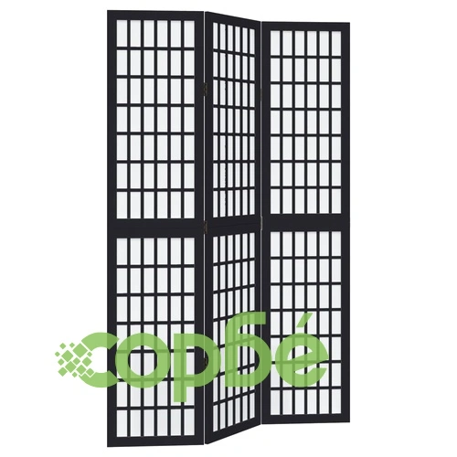 Разделител за стая, 3 панела, черен, дърво пауловния масив ➤ топ цена ➤ sorbe.bg