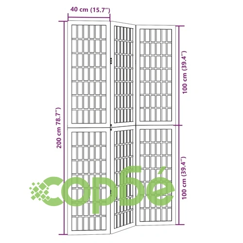 Разделител за стая, 3 панела, черен, дърво пауловния масив ➤ топ цена ➤ sorbe.bg