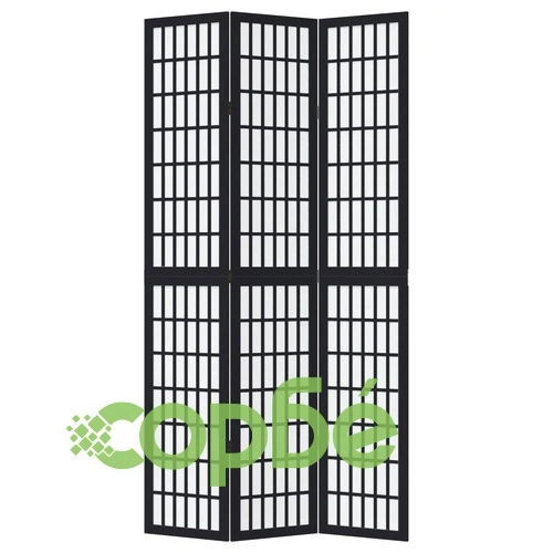 Разделител за стая, 3 панела, черен, дърво пауловния масив ➤ топ цена ➤ sorbe.bg