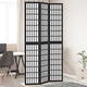 Разделител за стая, 3 панела, черен, дърво пауловния масив