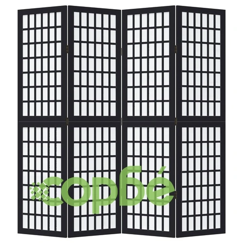 Разделител за стая, 4 панела, черен, дърво пауловния масив ➤ топ цена ➤ sorbe.bg
