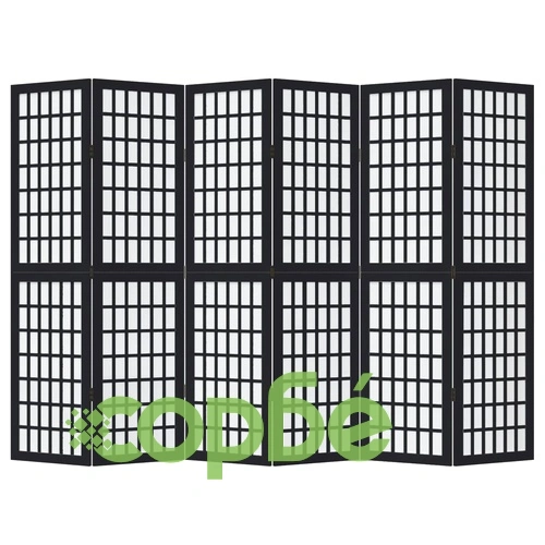 Разделител за стая, 6 панела, черен, дърво пауловния масив ➤ топ цена ➤ sorbe.bg