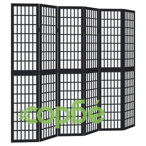 Разделител за стая, 6 панела, черен, дърво пауловния масив ➤ топ цена ➤ sorbe.bg