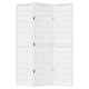Разделител за стая, 3 панела, бял, дърво пауловния масив