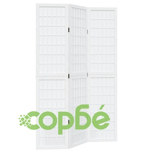 Разделител за стая, 3 панела, бял, дърво пауловния масив ➤ топ цена ➤ sorbe.bg